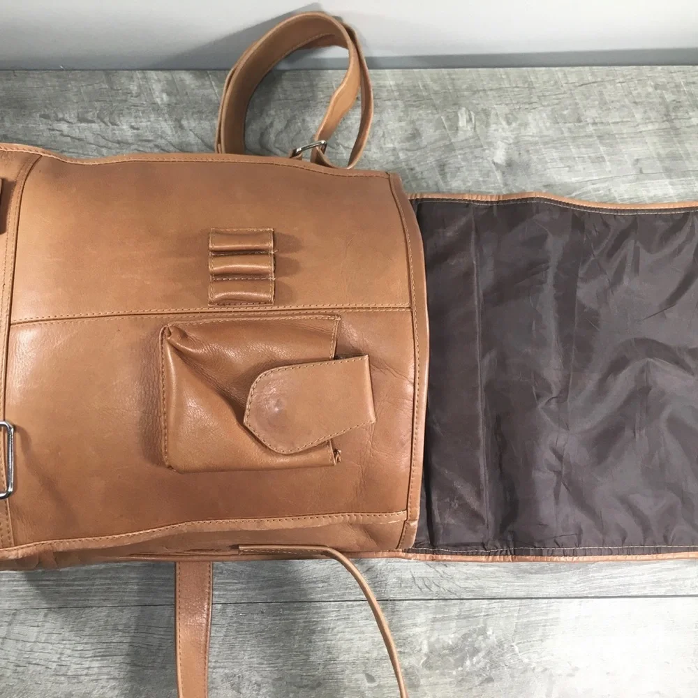 Vintage Brown Leather Messenger Shoulder Laptop School College Handbag Purse Bag
